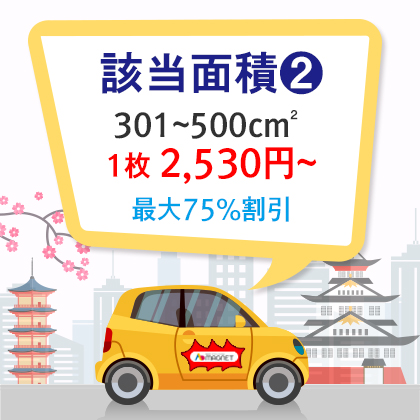 車両用マグネット|特殊型|角丸四角形、円形、楕円形、三角形 301~500cm²